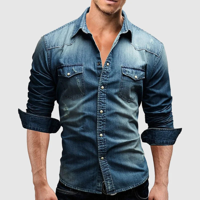 Hugo – Denim blouse met lange mouwen heren