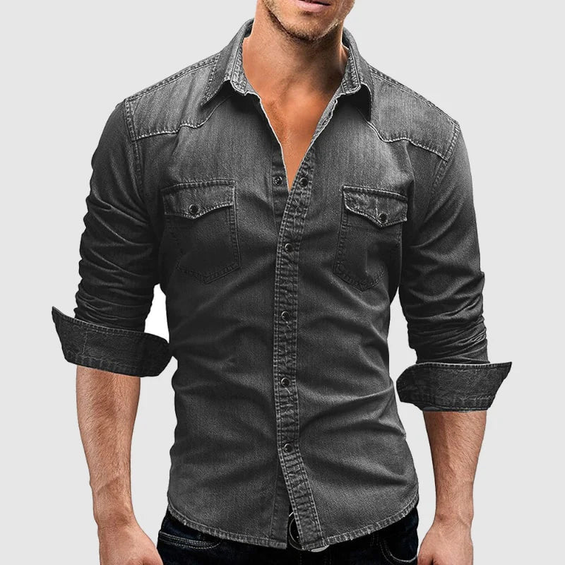 Hugo – Denim blouse met lange mouwen heren