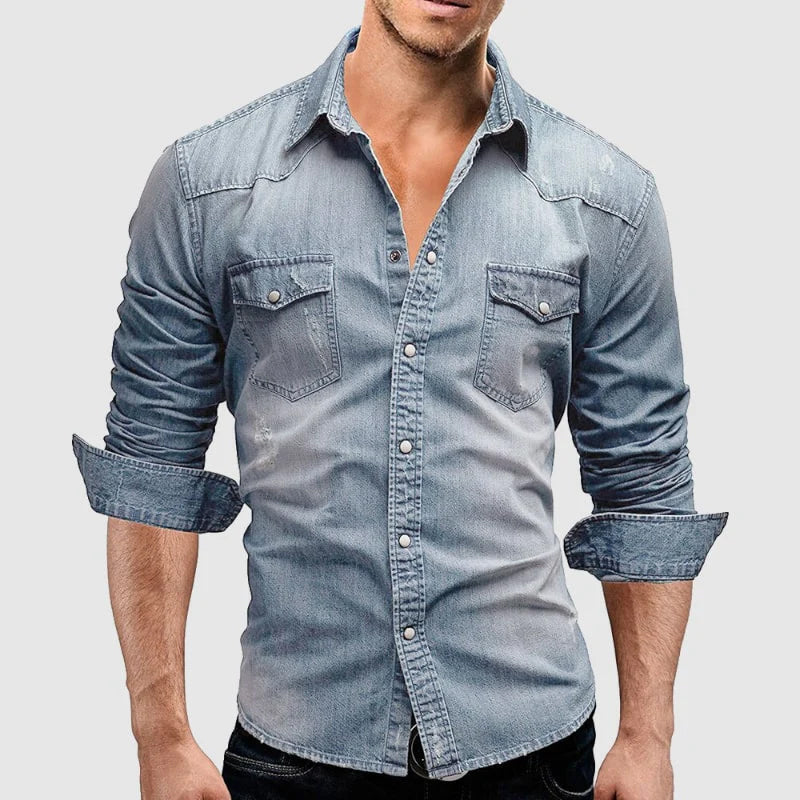 Hugo – Denim blouse met lange mouwen heren